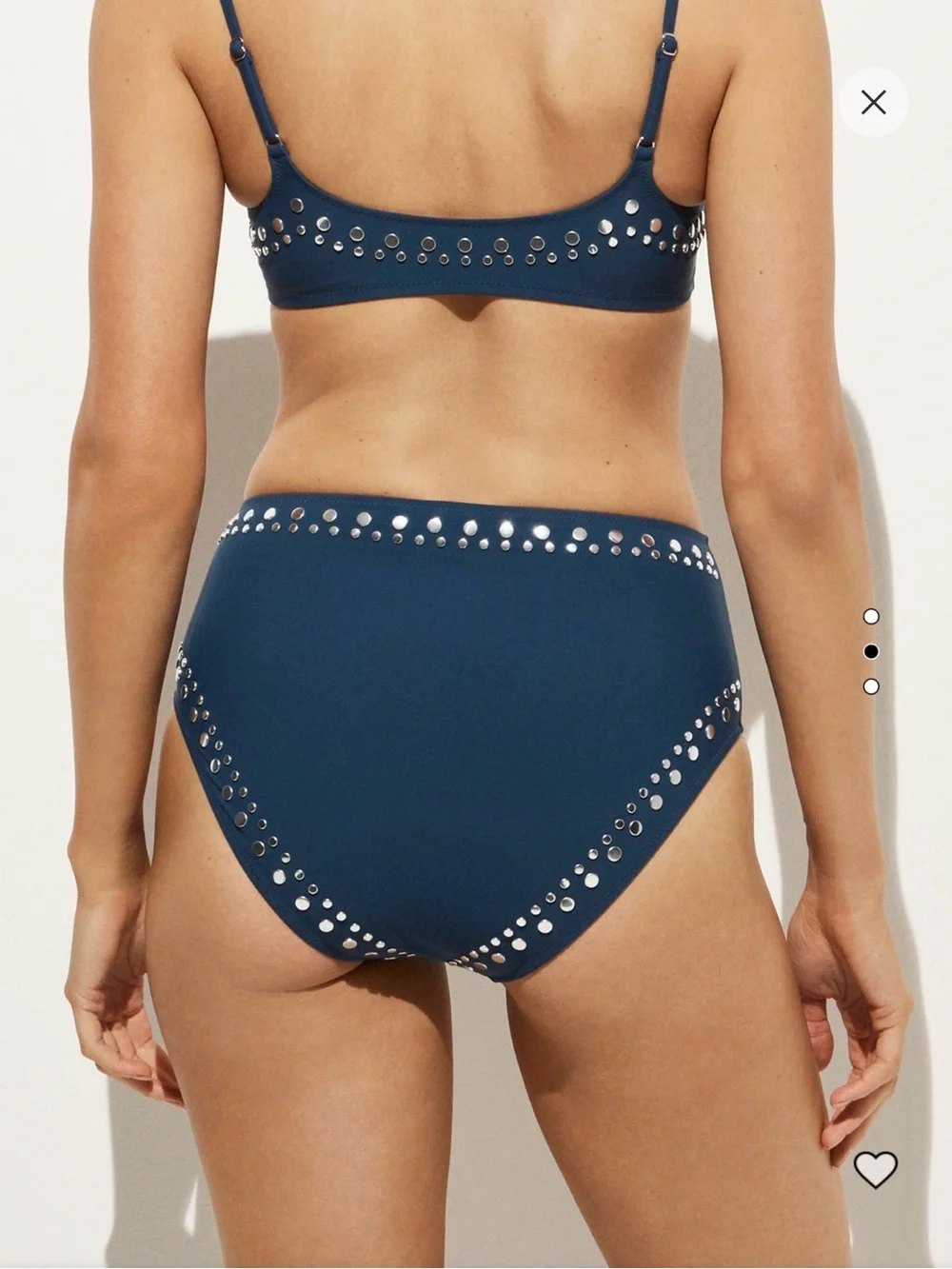 J Crew Women’s Navy Blue Stud-Trim High-Waist Bikini Set